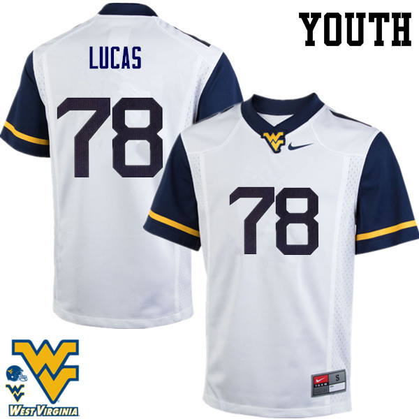 Youth #78 Marquis Lucas West Virginia Mountaineers College Football Jerseys-White